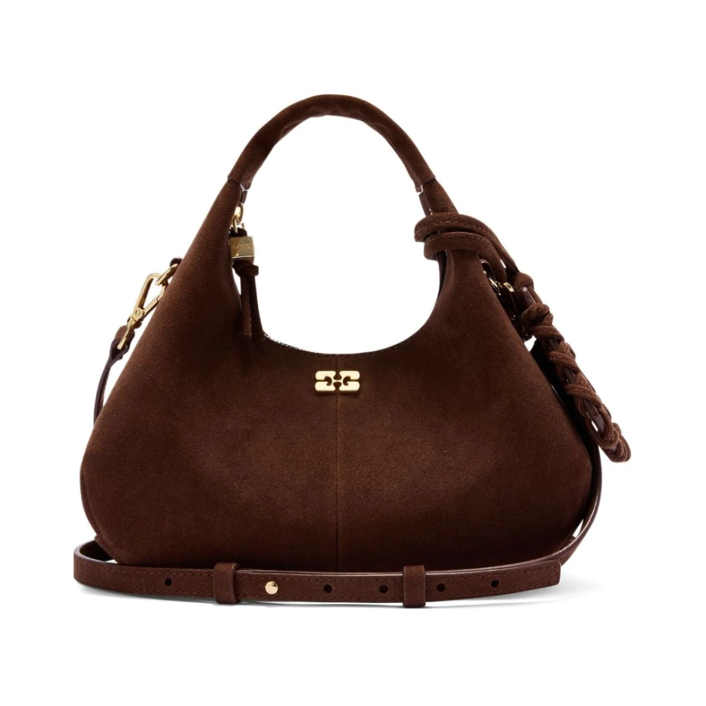 Ganni Women's Brown Mini Hobo Bag - Handbags - One Size - Bags