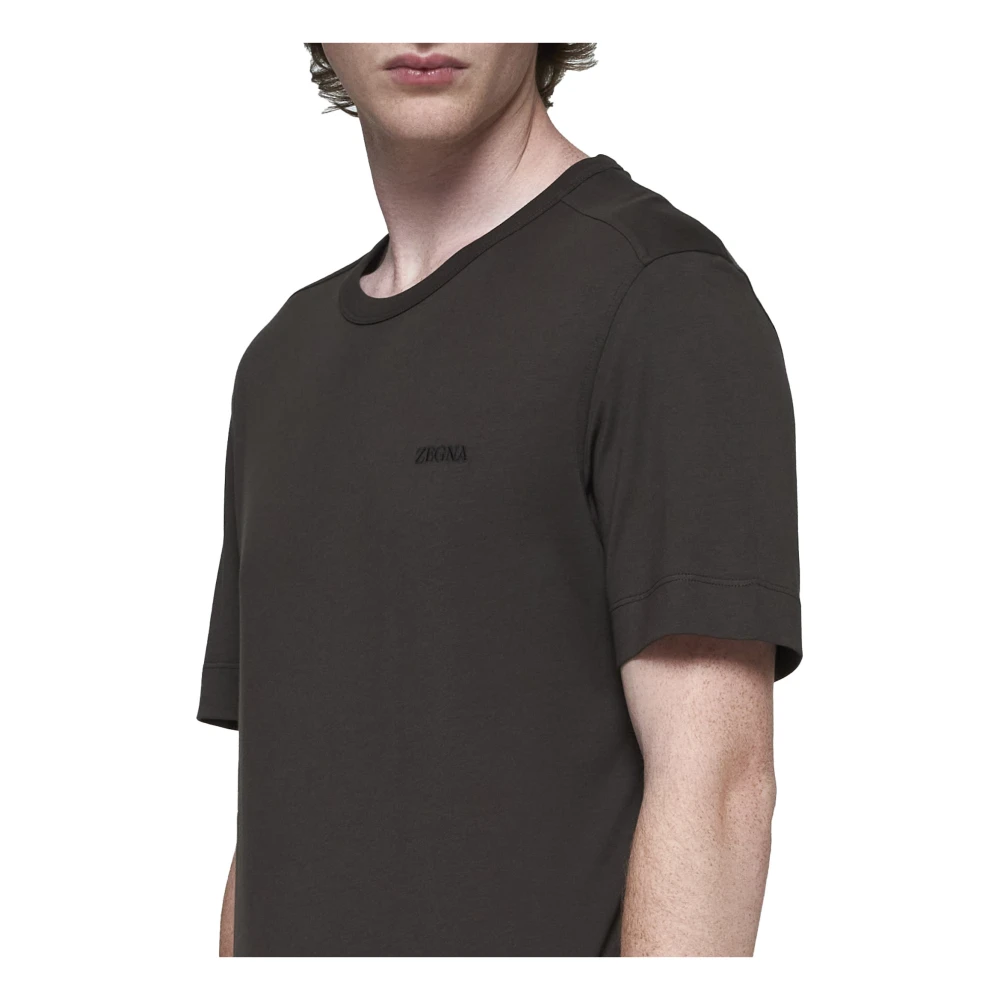 Ermenegildo Zegna Donkerbruin Katoenen Crew Neck T-shirt Brown Heren