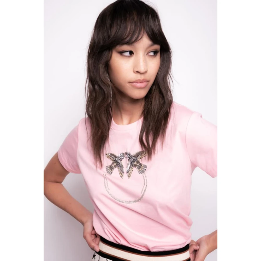 pinko Quentin Jersey T-Shirt Pink Dames