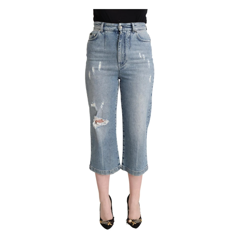 Dolce & Gabbana Women's Blue Cropped Jeans, S, High-Waisted Capri Cropped Denim Jeans