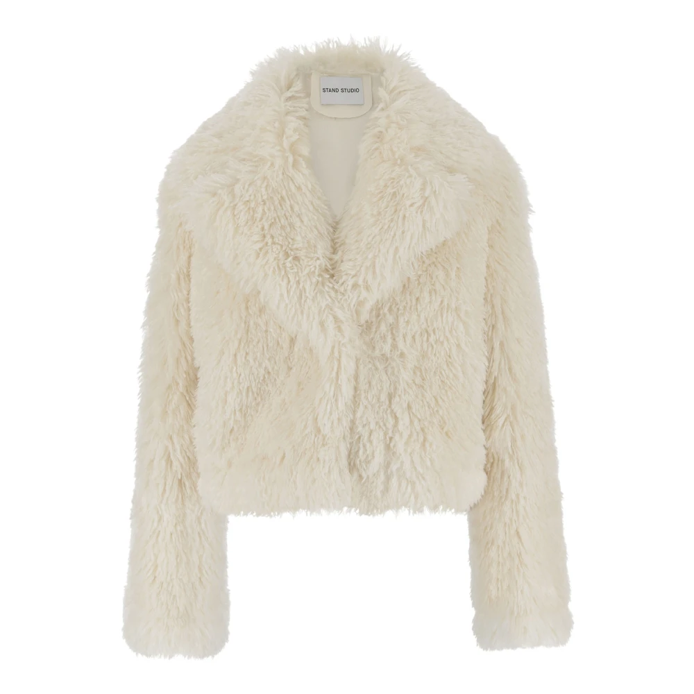 Faux Fur Revers Jakke Hvid