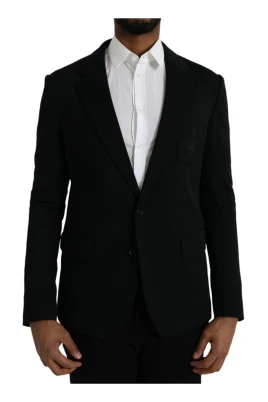 Svart Ull Notch Kappa Blazer