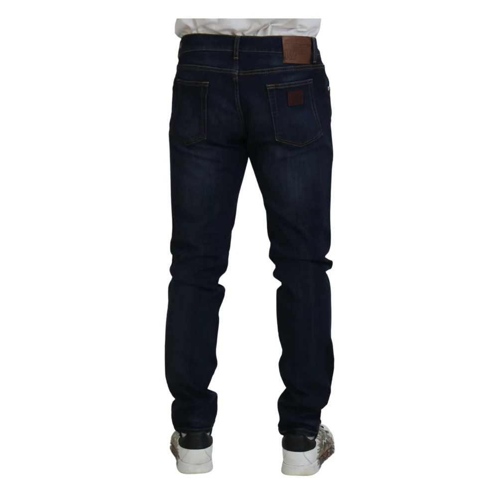 Dolce & Gabbana Donkerblauwe Skinny Stretch Denim Jeans Blue Heren