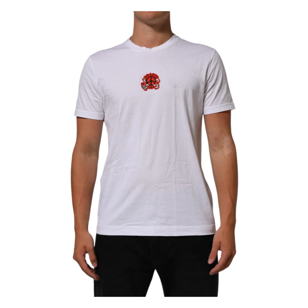 Dolce & Gabbana Men's White T-Shirts, Xs, Dg Love Patch Crew Neck T-Shirt
