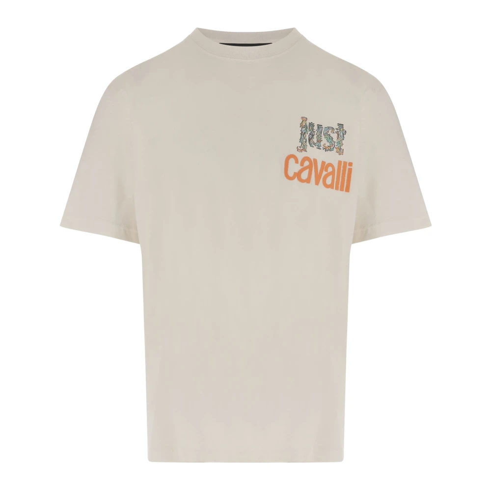 Just Cavalli Men's White T-Shirts, M, Cotton T-Shirt With Graphic Print