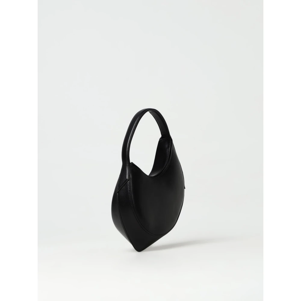 Mugler Zwarte Leren Mini Tas met Gebogen Randen Black Dames