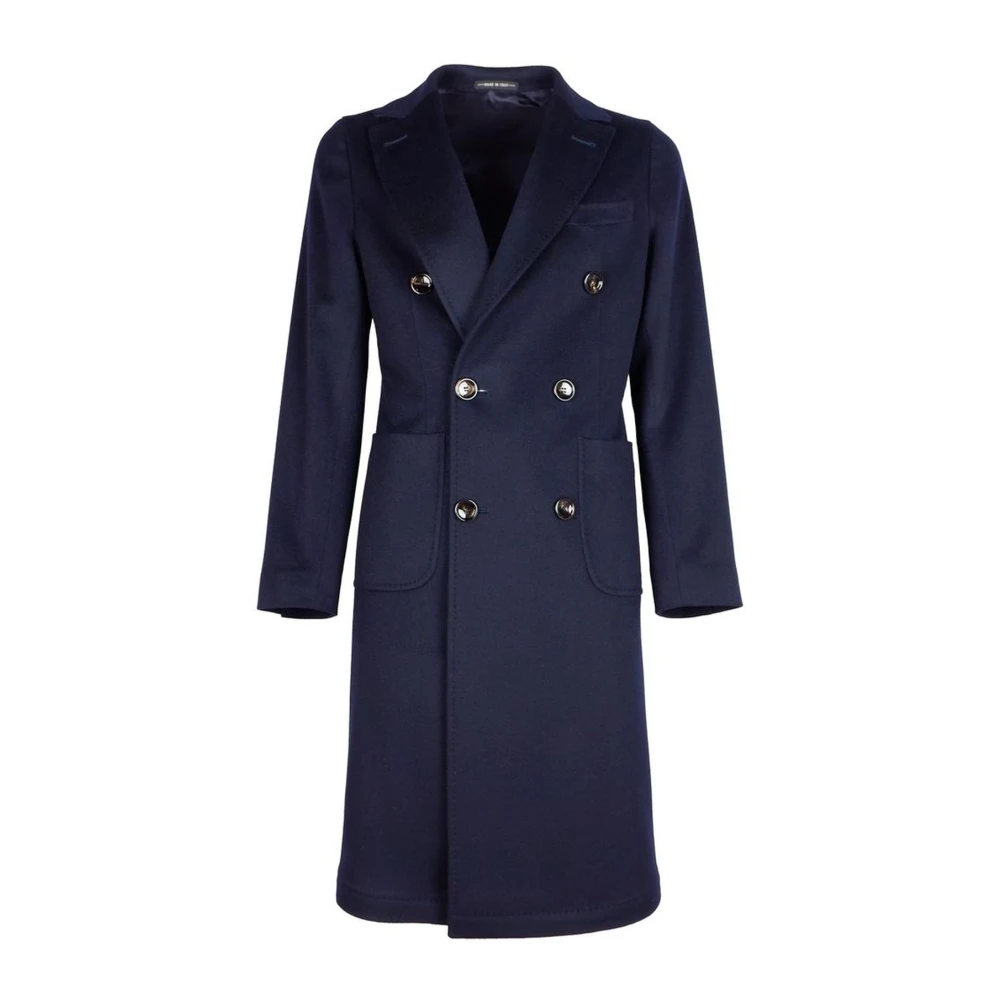 Made in Italia Blauwe Cashmere Double-Breasted Jas Blue Heren