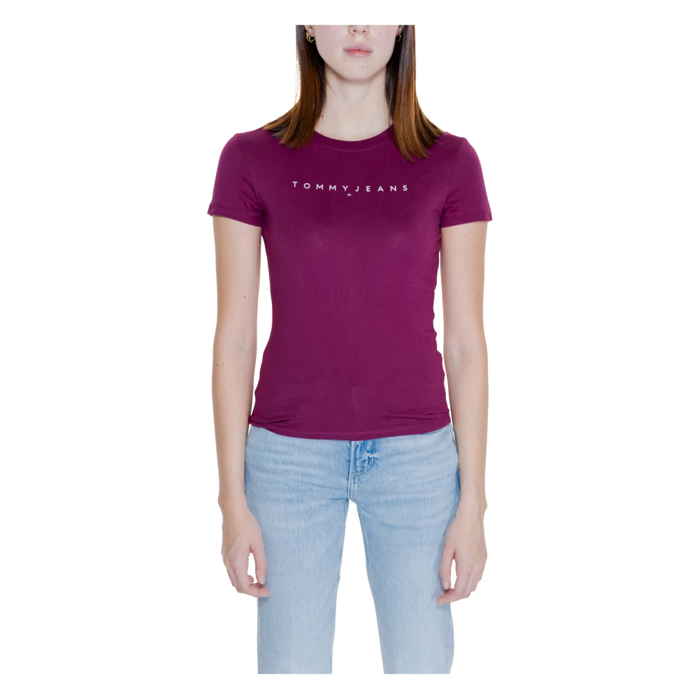 Tommy Jeans Linear Tee Herfst Winter Collectie Katoen Purple Dames