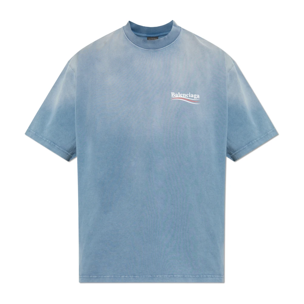 Balenciaga Blauwe Crew Neck T-shirts en Polos Blue Heren