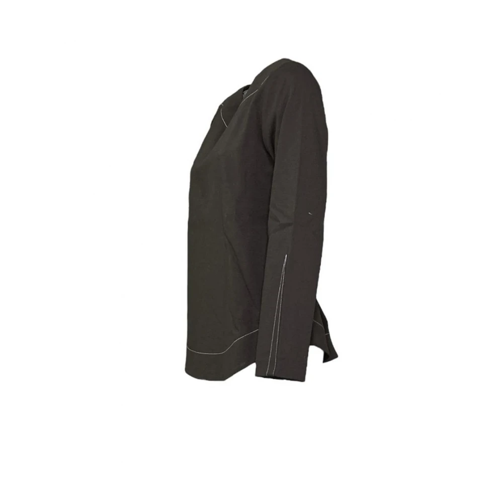 Beatrice .b Asymmetrische Milano Gebreide Top met Ronde Hals Brown Dames
