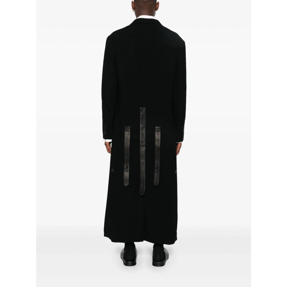 Yohji Yamamoto Luxe wollen jas met zakken Black Heren
