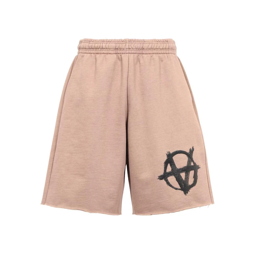 Vetements Gedrukte Katoenen Bermuda Shorts Brown Heren