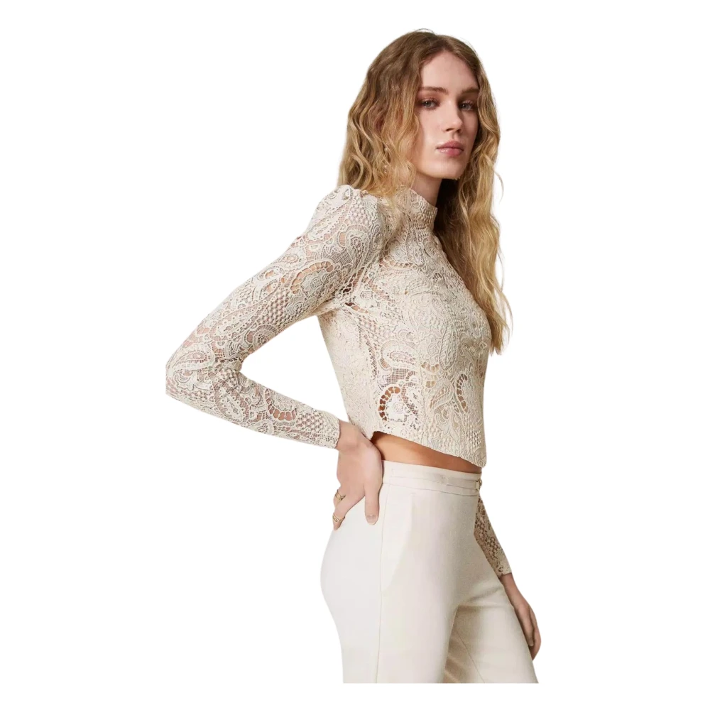 Twinset Beige Kant Crop Top Beige Dames