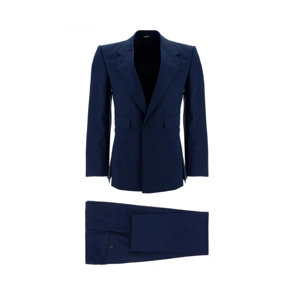 Dolce & Gabbana Blauw Pak met Knoopsluiting Blue Heren