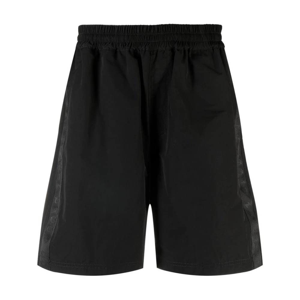 44 Label Group Zwarte Techno Katoenen Trekkoord Shorts Black Heren