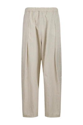 Ljus Beige Randiga Byxor