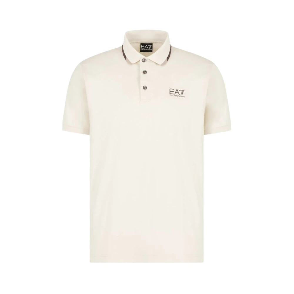 Emporio Armani Ea7 Herr Beige Toppar M, Bomull, Summer Block Jersey Pikétröja