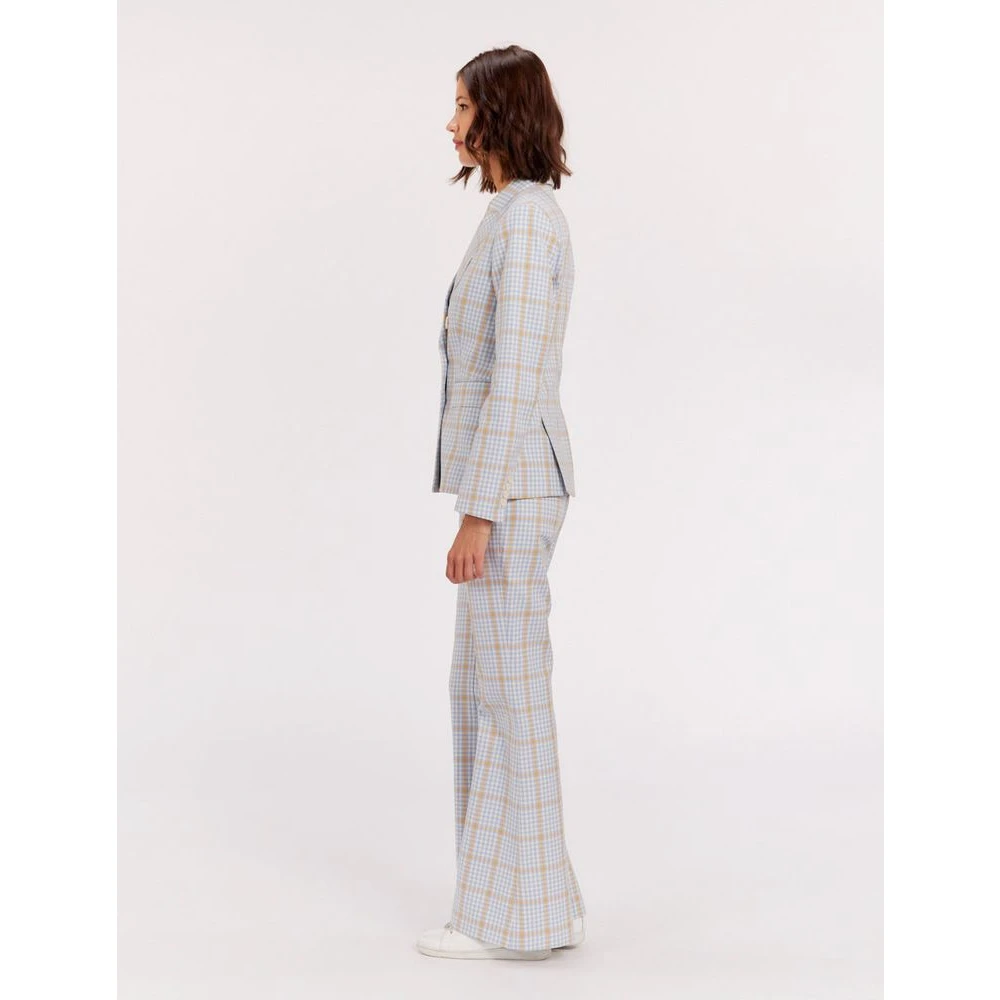 Ines De La Fressange Paris Blauw en oranje geruite jas Multicolor Dames