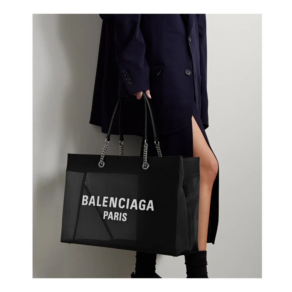 Balenciaga Stijlvolle Shopper Tas met Leren Details Black Dames