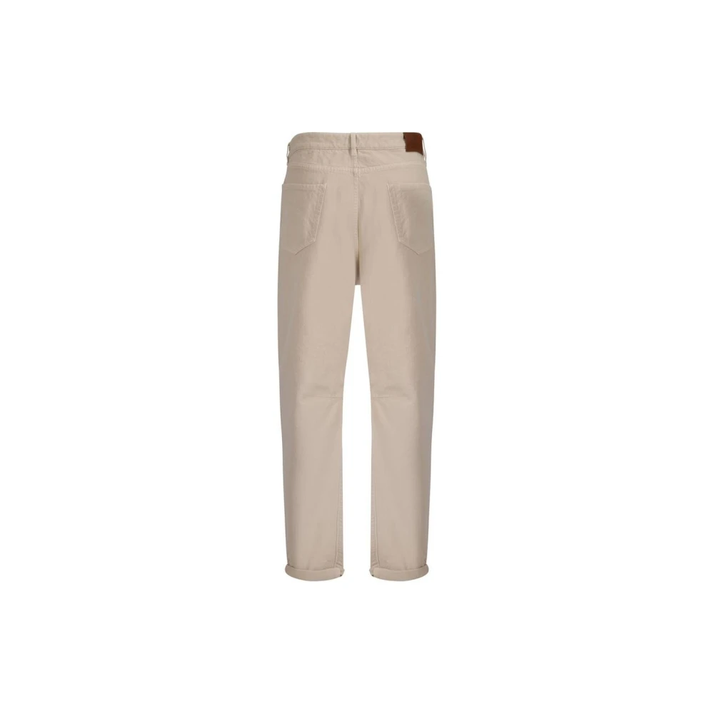 BRUNELLO CUCINELLI Beige Katoenen Broek Rechte Pasvorm Beige Heren