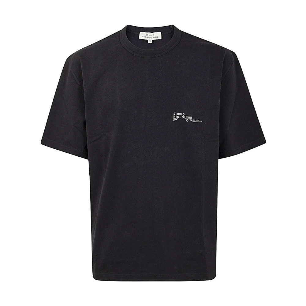 Studio Nicholson Zwart Logo Boxy Fit T-Shirt Black Heren