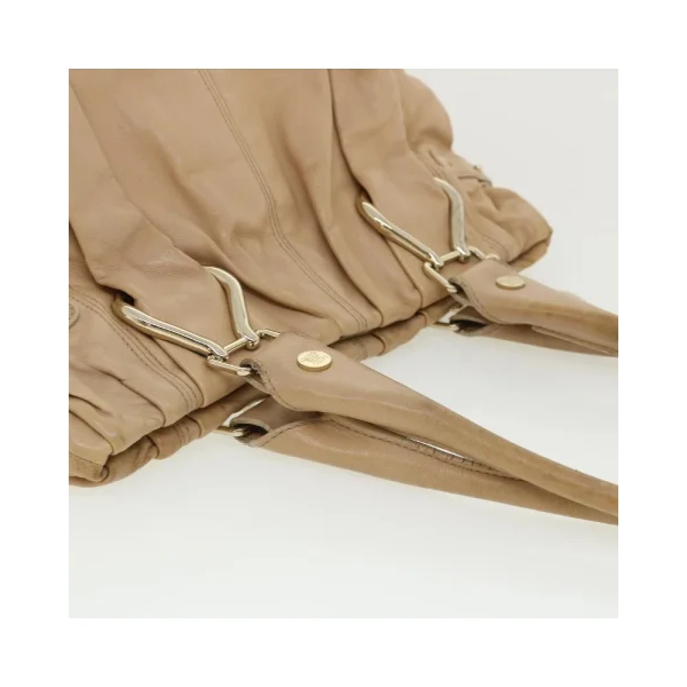 Celine Vintage Tweedehands Beige Leren Celine Schoudertas Beige Dames