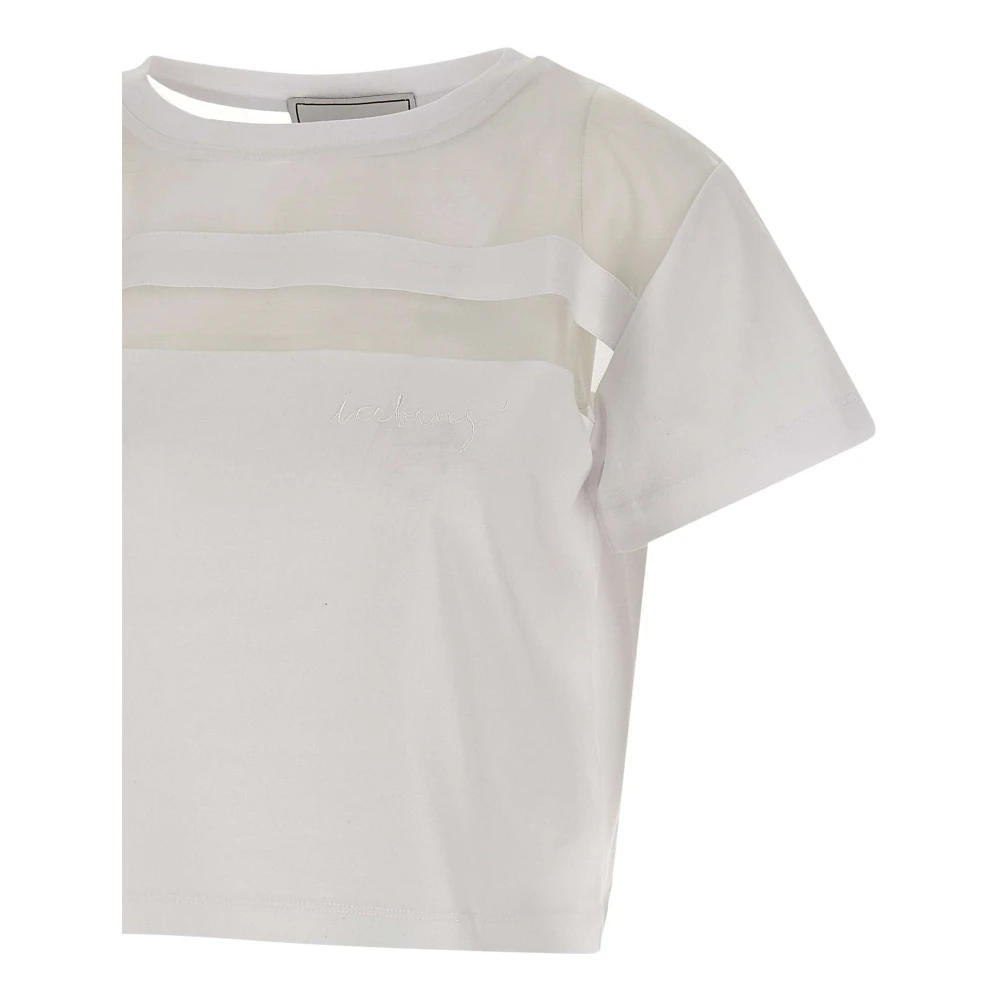 Iceberg Witte Katoenen Jersey T-shirt met Zijden Organza Details White Dames