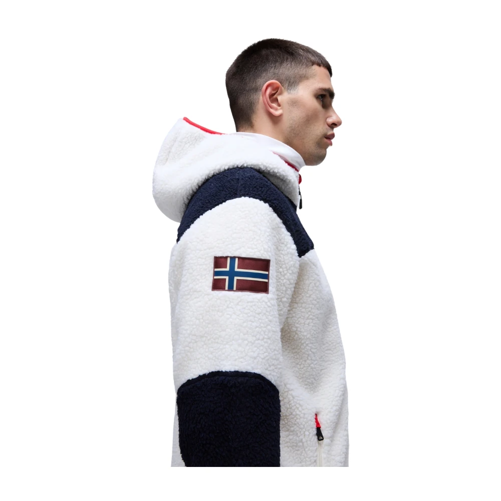 Napapijri Witte Fleece Zip Sweater Yupik Multicolor Heren