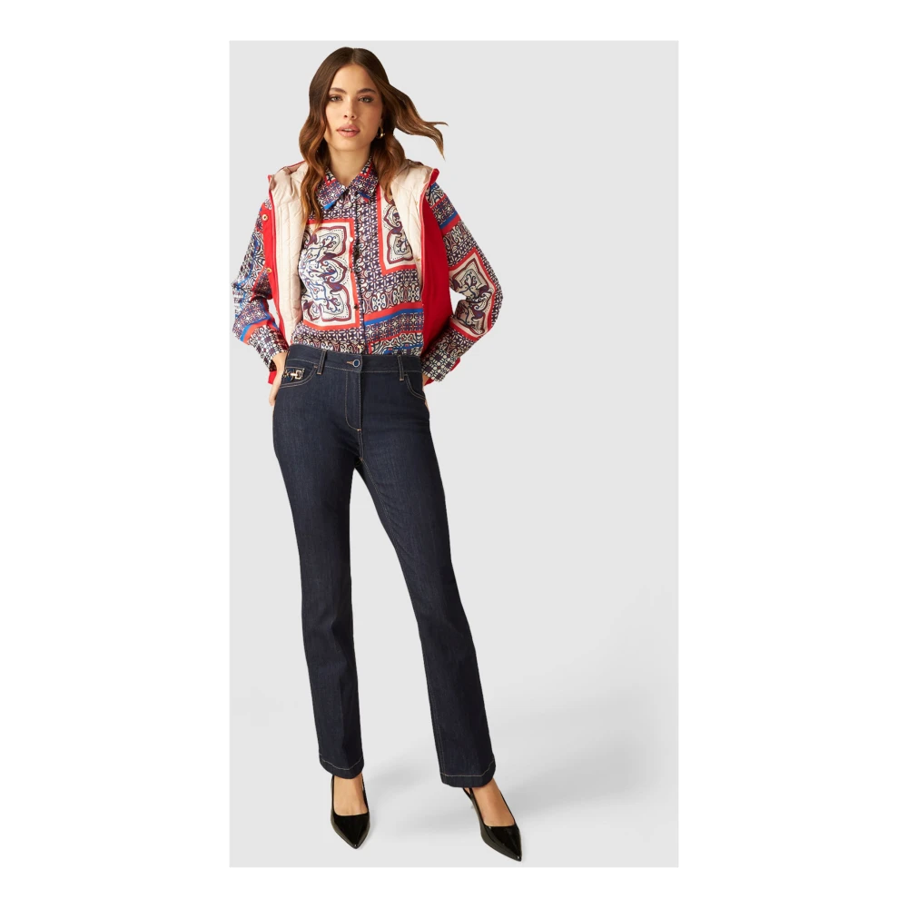 Oltre Rinse-Blue Regular Jeans met Gesp Blue Dames