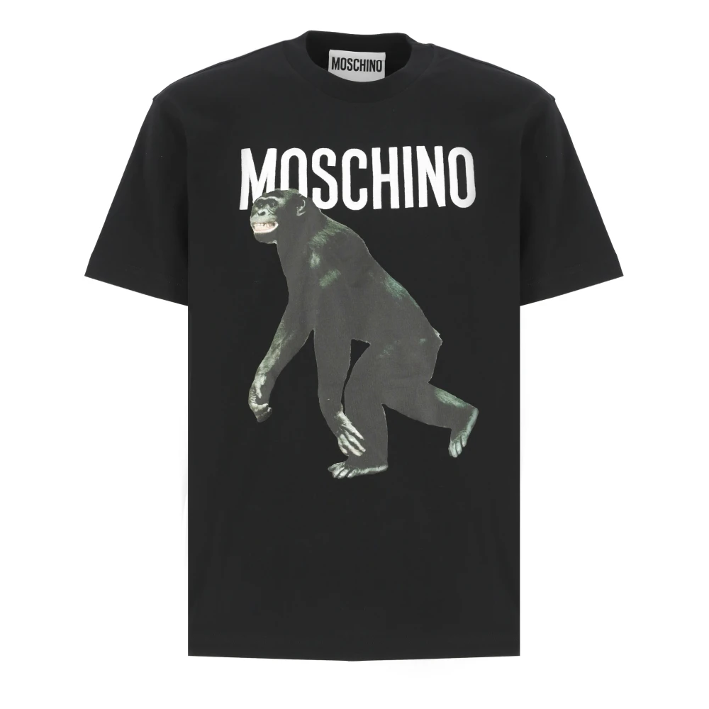 Moschino Zwart T-shirt met Ronde hals en Print Black Heren