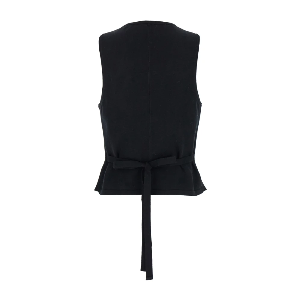 Federica Tosi Zwart Geribbeld Viscose Gilet Jack Black Dames