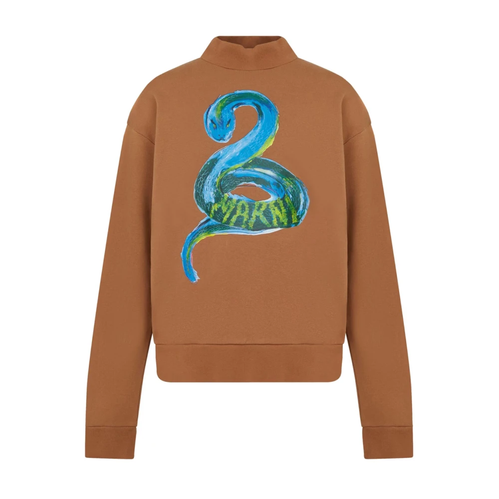 Marni Logo Geborstelde Sweatshirt Earth Of Siena Brown Heren