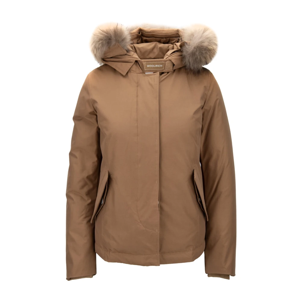 Woolrich Parka met bontkraag rits en knopen Brown Dames