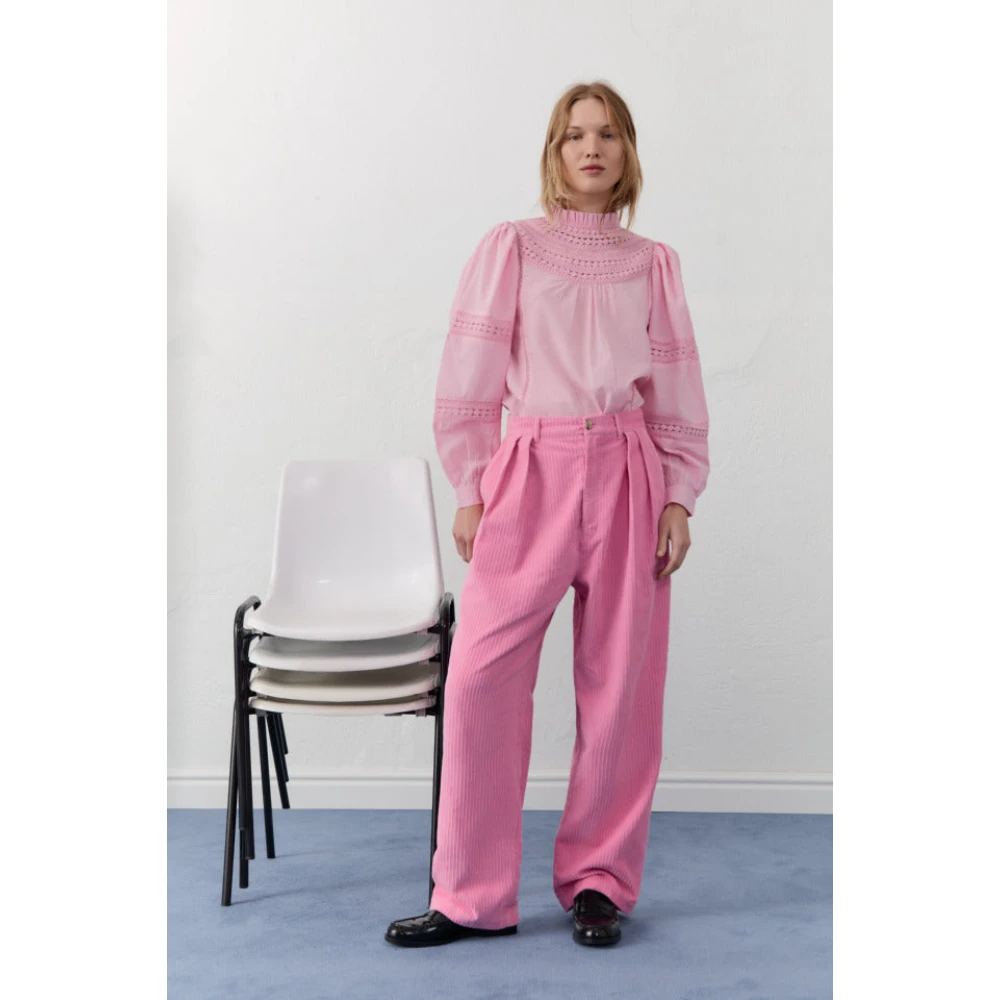 The New Society Corduroy Straight Cut Pants Pink Dames