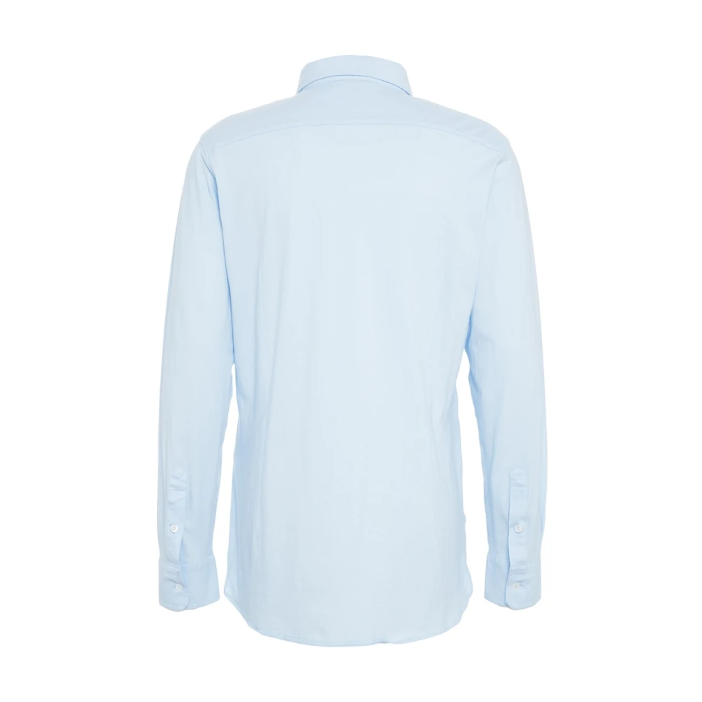 Paolo Pecora Blauw Jersey Shirt met Spreid Kraag Blue Heren