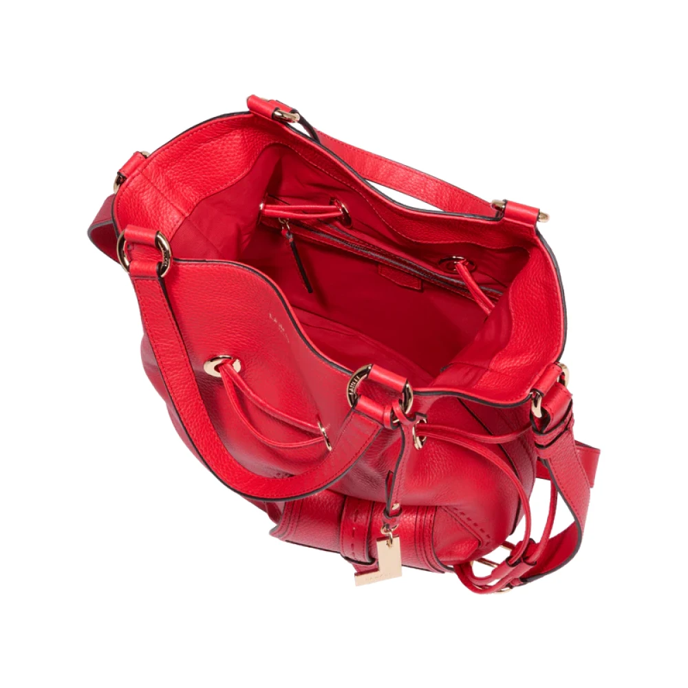 Lancel 1Er Flirt Rode Leren Bucket Tas Red Dames