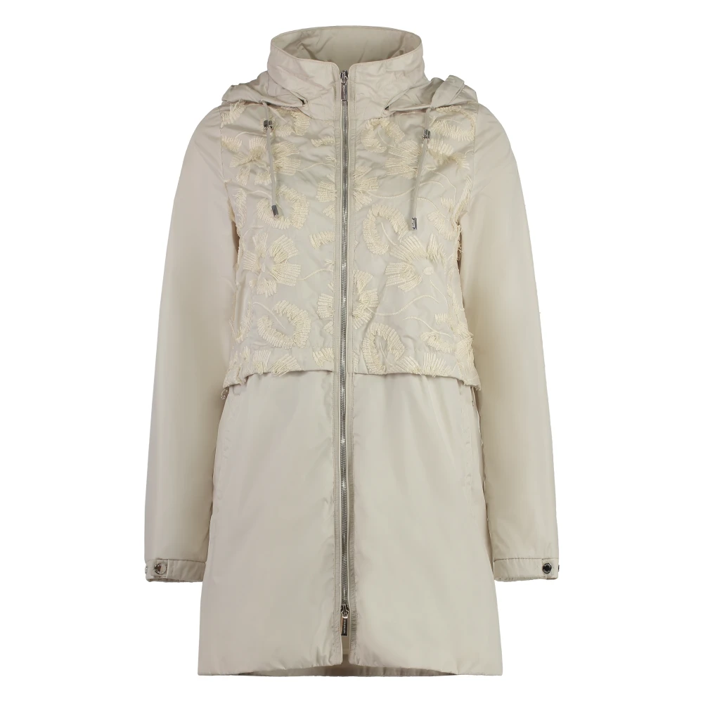 Moorer Bloemen geborduurde capuchonjas Beige Dames