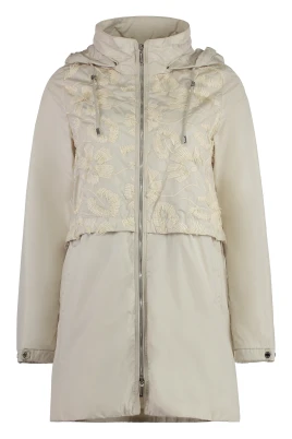 Blommig broderad huva jacka