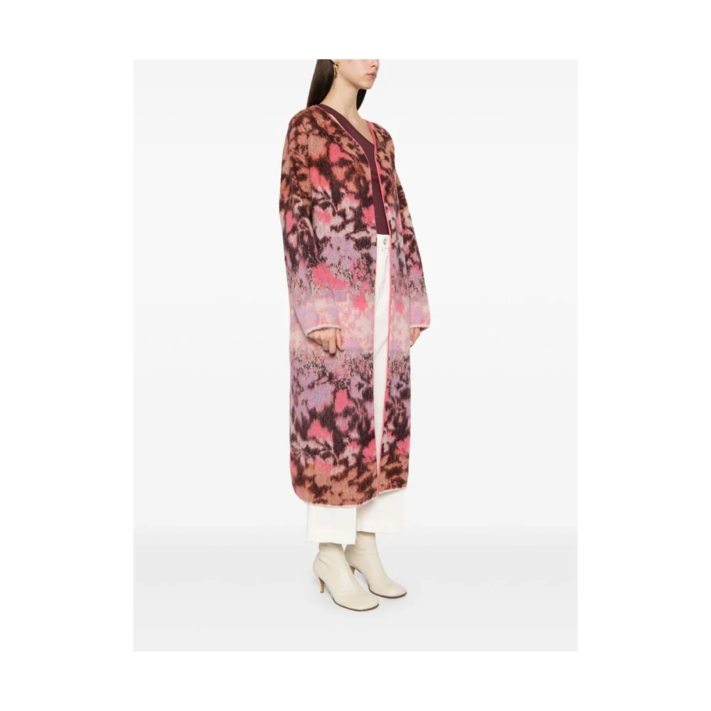 Forte Roze Gebreide Abstract Patroon Jas Multicolor Dames