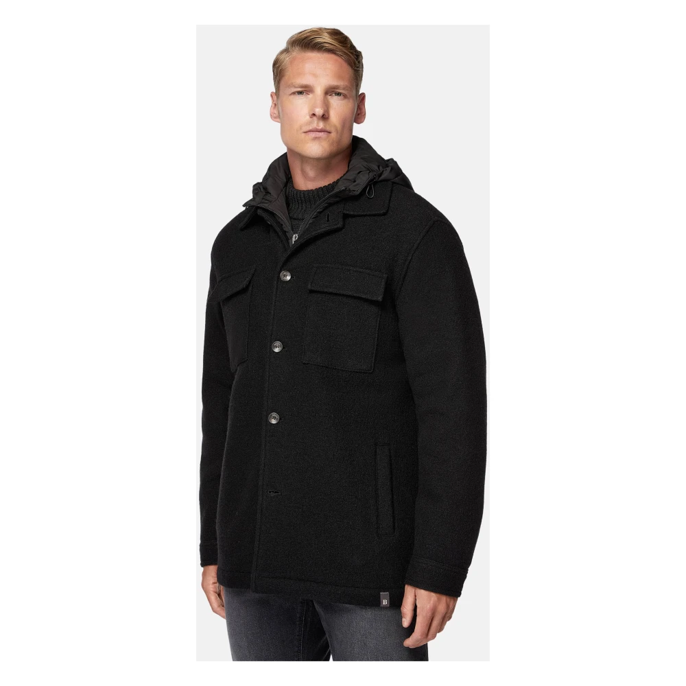 Boggi Milano Link Shirt Jacket van Wol met Bib Black Heren