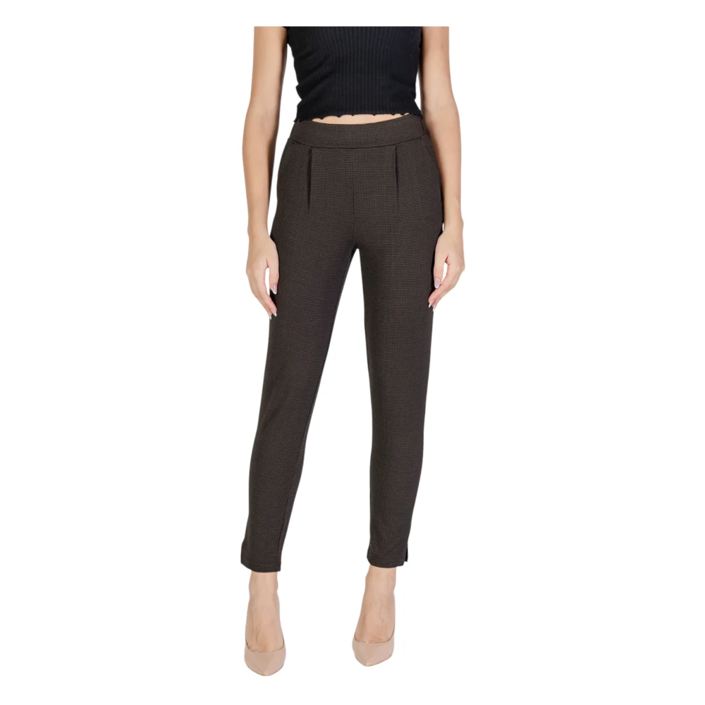 Ichi Bruine ritsvastgemaakte herfst winter broek Brown Dames