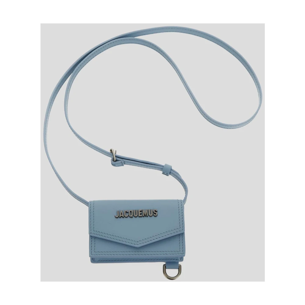 Jacquemus Lichtblauwe Leren Mini Portemonnee met Verstelbare Schouderband Blue Dames