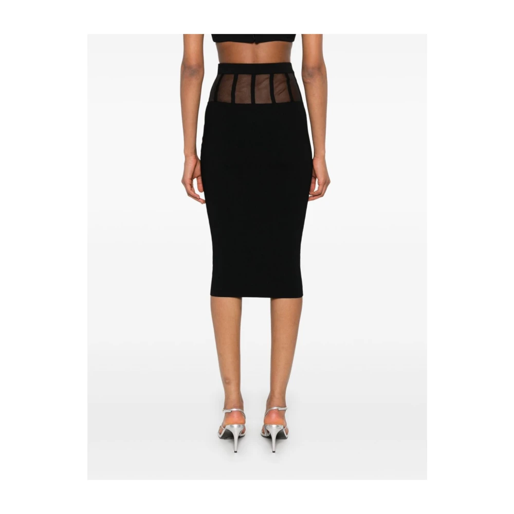 Elisabetta Franchi Zwarte Rok met Doorzichtige Panelen Black Dames
