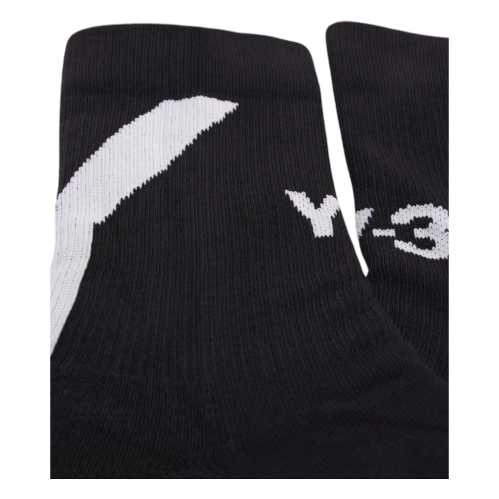 Y-3 Zwarte Logo Mid Socks Black Heren