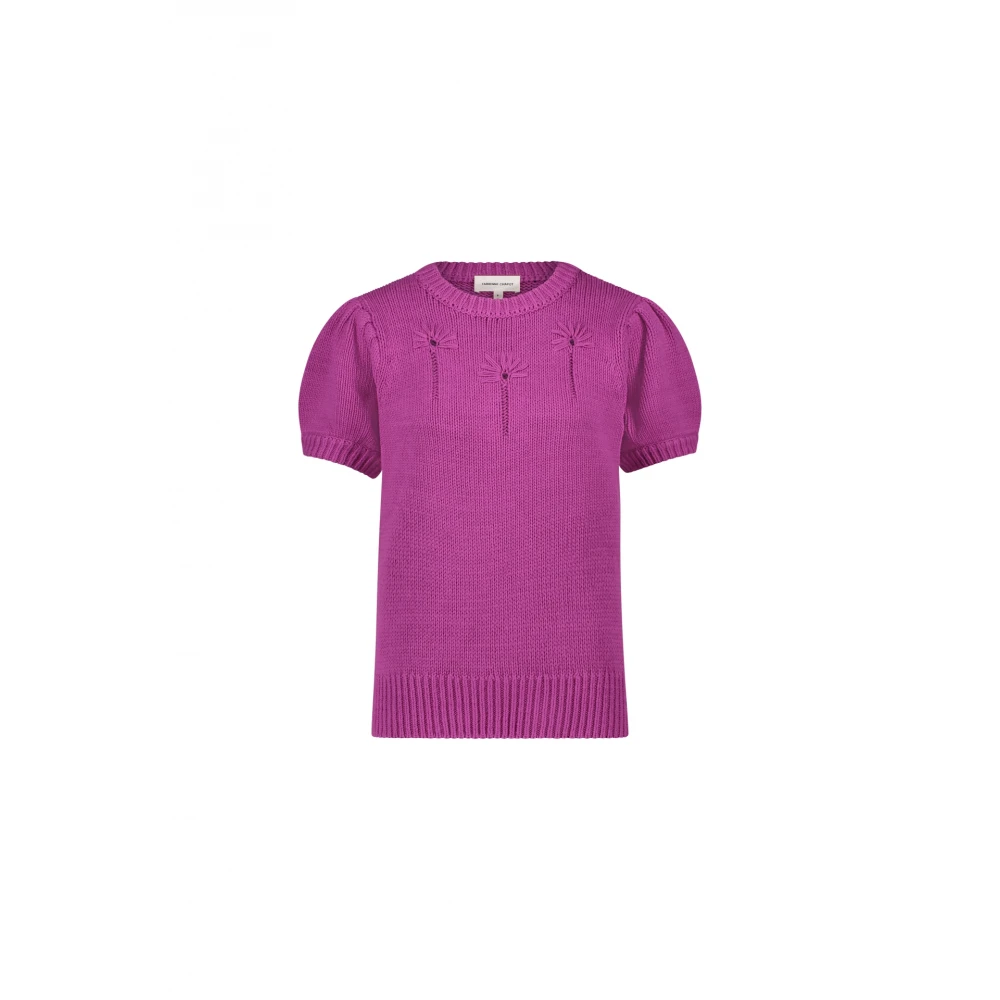 Fabienne Chapot Paarse Bloemen Korte Mouw Trui Pink Dames