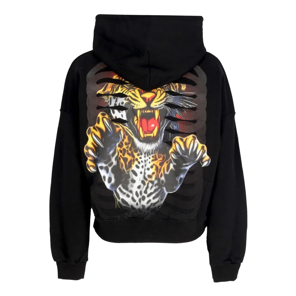 Propaganda Zwarte Croptop Hoodie met Ribbels Black Dames