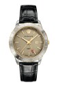 herrenuhr-schwarzes-leder-gold-silber-gmt