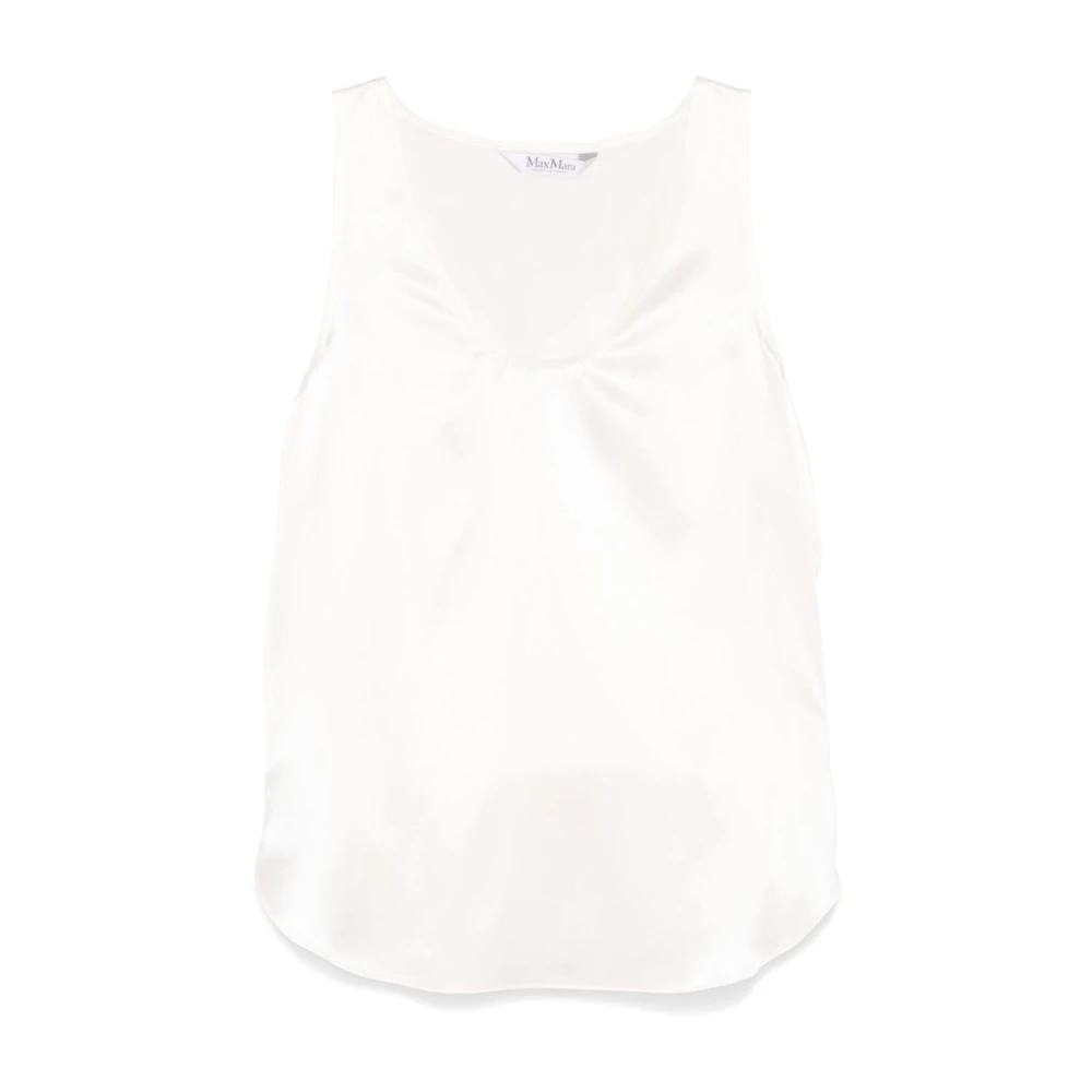 Max Mara Vit Sidensärmlös Elegant Topp White, Dam