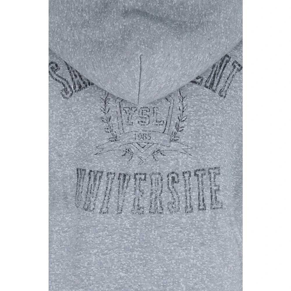 Saint Laurent Hooded sweatshirt met distressed print Gray Heren
