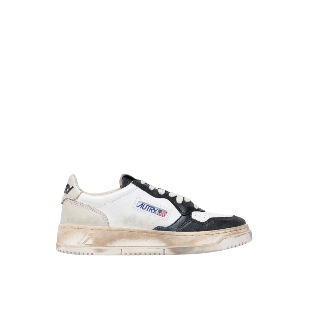 Autry Vintage Donkergrijs Leren Sneakers Heren Schoenen Wit